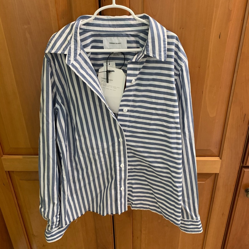 Current/Elliott Striped Collared Shirt - image 1